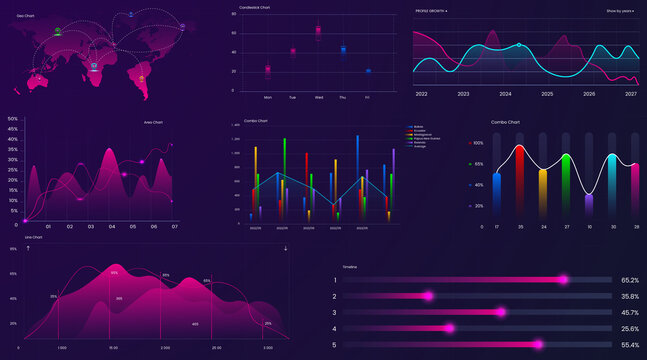 Ultimate infographic chart elements set with colorful chart design