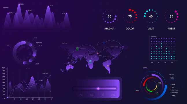 Ultimate infographic chart elements set with colorful chart design