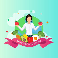 World food safety day celebration card vector design illustration. flat vector