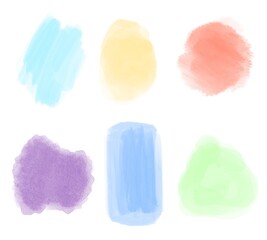 Set of watercolor stains. Spots on a white background. Watercolor texture with brush strokes. Artistic hand drawing background.