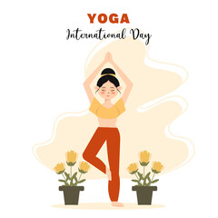 international yoga day flat illustration