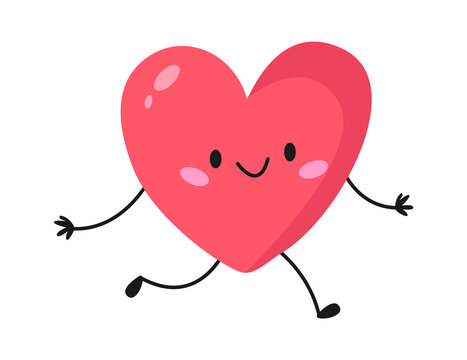 Running Cartoon Heart. Vector illustration