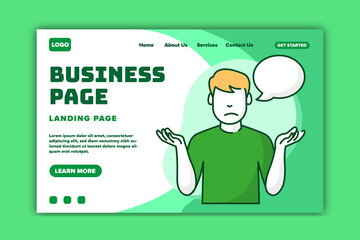 editable landing page template of business page. Modern flat design concept of web page design for website and mobile website.