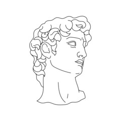 Aesthetic Greek Sculpture Line Art.  Greece man. Bohemian antique classic statues