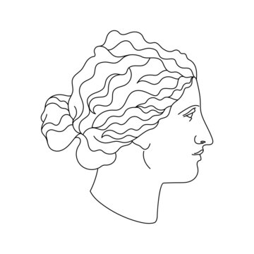 Aesthetic Greek Sculpture Line Art.  Greece woman. Bohemian antique classic statues