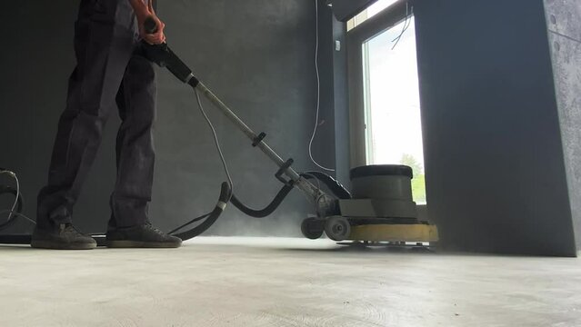 Floor grinding for decorative microcement finishing