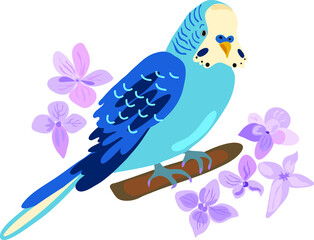 parrot on a branch. Vector illustration. 