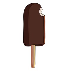 Cartoon chocolate popsicle ice cream isolated on white background