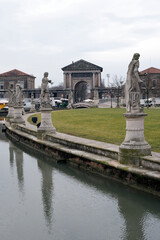 Part of the park with the canal and its 78 statues and ex Forum Boarium in the Prato della Valle...