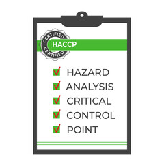 Fototapeta na wymiar HACCP. Hazard analysis critical control points icon. Vector logo template. Certificate form