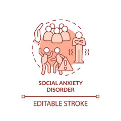 Social anxiety disorder terracotta concept icon. Downside of social media abstract idea thin line illustration. Isolated outline drawing. Editable stroke. Arial, Myriad Pro-Bold fonts used
