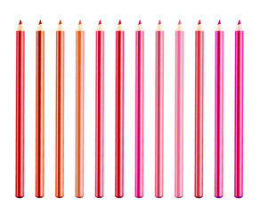 Set with lip pencils of different shades on white background. Decorative cosmetics