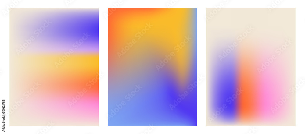 Wall mural set of abstract mesh gradients. cute gradient backgrounds. colored fluid graphic composition. vibran
