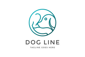 Circle Circular Cute Pet Dog Monogram Logo Design