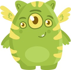 Cute vector illustration. Charming monster with wings. Print for children's clothes 