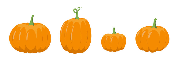Pumpkin set. Orange pumpkin, fall, Halloween. Flat, vector - obrazy, fototapety, plakaty