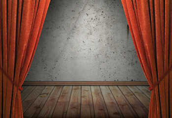 old interior with curtains