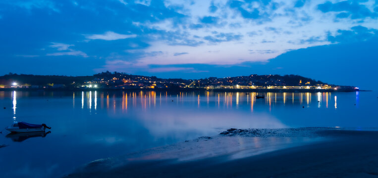 Appledore North Devon in Evening Moonlight from Instow Beach