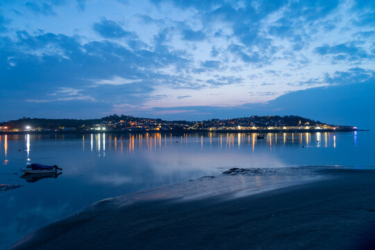 Appledore North Devon in Evening Moonlight from Instow Beach