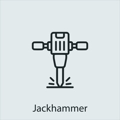 Fototapeta premium jackhammer icon vector icon.Editable stroke.linear style sign for use web design and mobile apps,logo.Symbol illustration.Pixel vector graphics - Vector