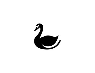 Swan vector icon. Isolated swan bird flat illustration