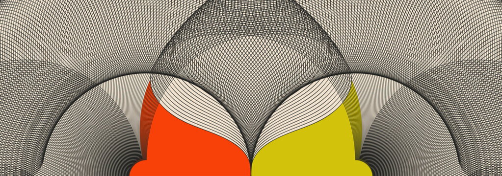 graphic strip background head waves red green