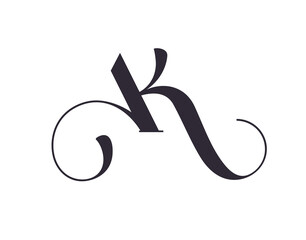 Obraz premium AK letter monogram. Elegant luxury logo. Calligraphic style. Corporate identity and personal logo. Vector design. Luxurious linear creative monogram.