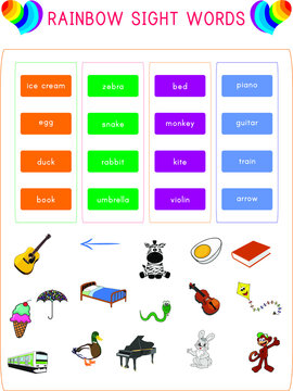 Rainbow Sight Words Is For English Vocabulary Memory.