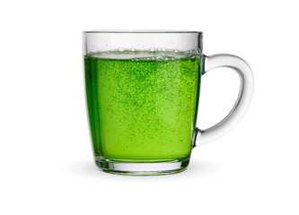 Tarragon lemonad. Green beverage in a glass.