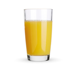Glass of orange juice isolated on white