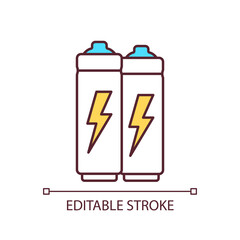 Batteries RGB color icon. Removable electrical power accumulators. Technical supplies element. Isolated vector illustration. Simple filled line drawing. Editable stroke. Arial font used