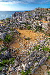 Rocky Coast, Pría Cliffs, Karst Formation, Bufones de Pría, Protrected Landscape of the Oriental Coast of Asturias, Llanes de Pría, Asturias, Spain, Europe