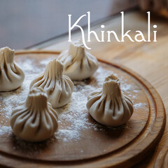Georgian dish khinkali with dough and meat