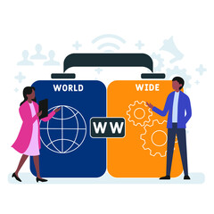WW - World Wide acronym. business concept background. vector illustration concept with keywords and icons. lettering illustration with icons for web banner, flyer, landing pag