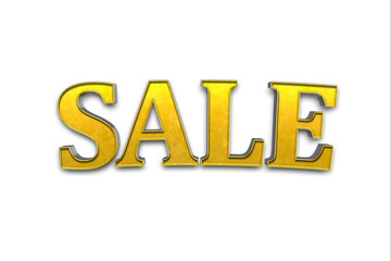 Sale 3d word made from yellow isolated on white background. 3d illustration.