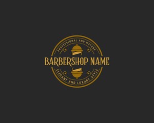 Fototapeta na wymiar Barbershop Logo Vintage, Barber Logo Luxury