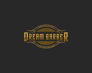 Logo Vintage Barbershop Gold Carve