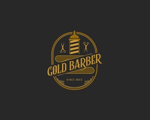 Logo Vintage Barber Gold Barbershop