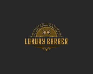 Barbershop Logo Vintage Luxury Style