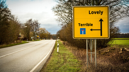 Street Sign to Lovely versus Terrible