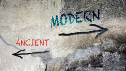 Street Sign to Modern versus Ancient