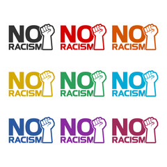 Stop or no racism icon color set