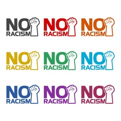 Stop or no racism icon color set