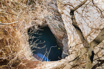 view from above. Proval. a natural well on southern slope of Mount Mashuk.