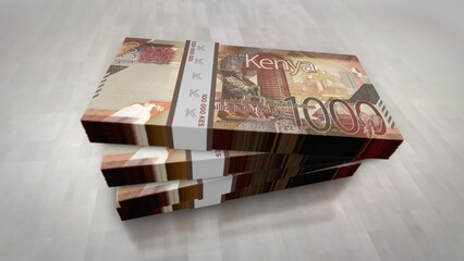 Kenya Shilling money banknotes pack 3d illustration