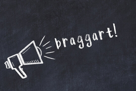 Chalk sketch of loudspeaker and inscription braggart