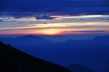 Fototapeta premium Sunset in a high mountain