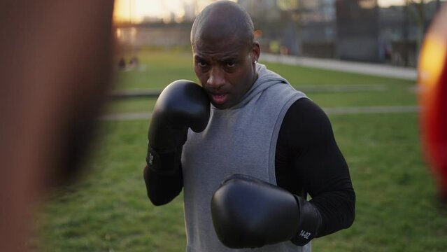 Black guy training outdoor