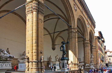  Loggia dei Lanzi at Piazza della Signoria Square in Florence, Italy