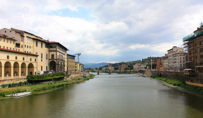 Fototapeta na wymiar River Arno embankment in Florence, Italy